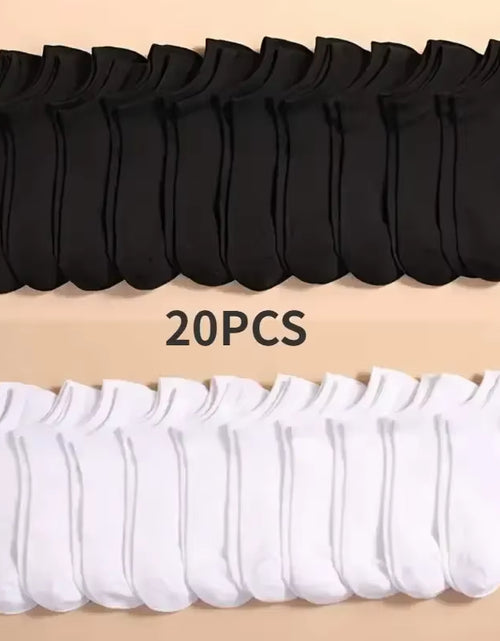 Load image into Gallery viewer, 10 Pairs Men Socks Breathable Sports Socks Solid Color Boat Socks Comfortable Cotton Ankle Socks White Black

