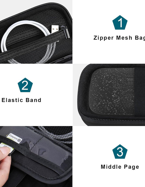 Load image into Gallery viewer, Hard Case for HP Sprocket Portable 2X3 Instant Photo Printer, Kodak Step Wireless Mobile Photo Printer, Lifeprint 2X3 Photo Printer, Zipper Mesh Bag Fits Photo Paper Cable, Black+Black
